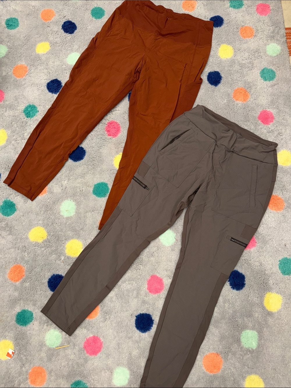 2 pr ATHLETA Size 12 pants. Charcoal and Rust